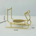 Nordic gold sleigh candle holder centerpiece with 15.5cm length for festive table decor - Gold