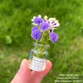 Mini vaso di vetro con margherita viola ed etichetta Good Luck per scrivania - [Luminoso] Vaso Viola
