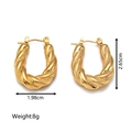 Detailed view of golden twisted U-shape hoop earrings with dimensions 1.98cm by 2.65cm - Twisted U-Shape Gold (MS-064)