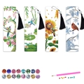 DIY 4er-Pack Diamant-Malerei-Lesezeichen mit Kolibris, Blumen und schwarzen Quasten - Natürliche Vögel