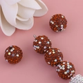Brown sparkling rhinestone clay beads with colorful crystals for DIY jewelry crafts - 16mm Maroon Round Bead