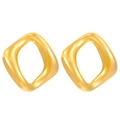 Minimalist gold geometric rhombus earrings with polished hollow design for women - Minimalist Rhombus Hollow Earrings / 18k Gold Plated Irregular Square WG1-0310