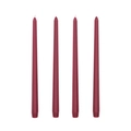 Juego de cuatro velas cónicas de 25 cm en color rojo oscuro sin humo para bodas - Carmín