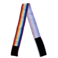 Rainbow colored elastic wig band with black velcro closure for secure fit and styling - Rainbow