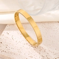 Bracelet jonc large doré minimaliste avec une finition polie et lisse sur un support en pierre - LZ0878 Poli 8mm / Doré