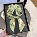 Elegant light green silk scarf featuring purple floral patterns and a knotted design - 70*70cm / 30127-Light Green Purple Flower
