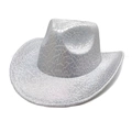 Close-up of the silver sequin texture and stitch detail on a western cowboy hat - M (56-58cm) / Silver