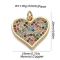 Detail view of heart pendant with colorful stones and 18mm x 20mm dimensions - Cx155-10 / 18K Gold