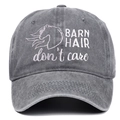 Λεπτομερές κέντημα Barn Hair Don't Care σε ξεπλυμένο γκρι βαμβακερό καμβά καπέλο - Ρυθμιζόμενο / Γκρι