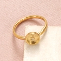 DIY golden stainless steel ring base with 17mm round blank setting for stone inlay - Gold