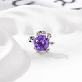 Niche turtle stud earring with purple heart and arrow cubic zirconia in silver - Single Piece / Blue-Purple (A575-5)
