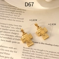 18K vergoldete Kreuzanhänger aus Titanstahl mit Jesus-Relief auf Buchhintergrund - D67 Gold (Jesus-Kreuz) / 1.6cm x 2.3cm / Gold