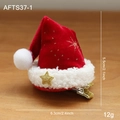 Barrette de Noël avec bonnet en velours rouge et bordure en fourrure pour femmes et enfants - Pince à Cheveux Bonnet de Père Noël Étoile