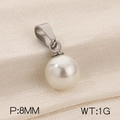 Ciondolo minimalista con perla bianca da 8mm e chiusura in acciaio argento lucido - Stile Color Acciaio (KP120448-Z)