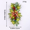 Christmas teardrop wreath with plaid bow, colorful baubles and glowing LED lights - Plaid Ribbon