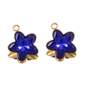 Pair of gold stainless steel star pendants with dark blue micro-paved crystal stones - 5 Pcs/Pack / Blue and Purple / 13mm