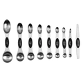 8-piece magnetic stainless steel measuring spoon set with black silicone handles and leveler - Bagged Black Double-Ended Measuring Spoons And Leveler (F156BK)