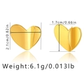 Detail showing the dimensions and weight of gold heart stud earrings with a 3D layered design - Multi-layer Overlapping Curved Heart