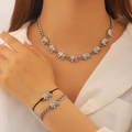 Bohemian silver elephant necklace and bracelet set for women in ethnic style - Necklace Bracelet Rope Three Piece Set / Silver
