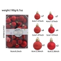 26-piece red Christmas ball ornament set in matte and glitter finishes with sizing details - 26pcs Set (4/5/6cm Mixed) / Red