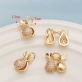 14K gold plated pineapple charm pendant with sparkling cubic zirconia inlay 13x7mm - Style E Pineapple / 13mm*7mm