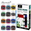 12-color watercolor paint set with 25ml bottles and nylon brush in variant display - 12-Color Watercolor Paint