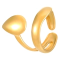 Detail of 18K gold plated stainless steel open ring featuring a smooth teardrop design - 18K Gold Water Drop Polished (DZ-472)