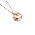 Gold plated star moon pendant necklace featuring a circular wave pattern and zircon accents - Wave Round
