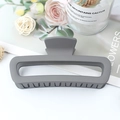 Matte grey hollow square hair claw clip with leopard print texture for elegant styling - Rubber Grey