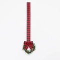 Christmas cabinet wreath with red berry accents and red black plaid ribbon bow decoration - 10 Berry Wreath Red Black Plaid Bow Hanging Ring