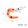 Realistic PVC shrimp keychain with orange gradient texture and silver lobster clasp - Roasted Large Shrimp Meat with D-Buckle