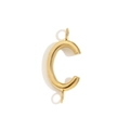 Polished 18K gold plated stainless steel letter C charm with double connection loops - Letter C / Gold