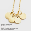 Golden stainless steel necklace featuring four 6mm round disc pendants with custom engraving - Quad Disc Style (YX30643) / Gold