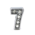 DIY 8mm silver alloy number 7 charm with sparkling rhinestones for custom bracelets - Number 7 / 8mm / Chrome