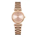 Women's quartz watch in rose gold stainless steel with minimalist bar index and rhinestone - Full Rose Gold (Steel Strap)
