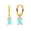 S925 silver gold-plated geometric drop earrings with light blue gemstone pendants - Turquoise Gold