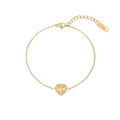 Elegant gold-plated bracelet with a heart pendant featuring a yellow zircon stone - Heart Bracelet / Gold (Yellow Stone)