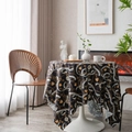 Velvet tablecloth featuring elegant gold and orange chain belt patterns on black fabric - 100*140cm / Black Chain Heart Velvet