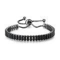Hip hop tennis bracelet with black rectangular zircons and adjustable pull chain slider - Black Gold + 2.5*5mm Rectangular Black Stone