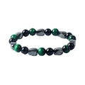 Bracelet pour hommes avec oeil de tigre vert, obsidienne noire et perles en hématite - Œil de tigre vert + Pierre brillante + Hématite