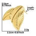 Detailed size view of gold leaf earrings with dimensions and weight in stainless steel - Leaf Shape (D55) / Gold