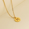 18k gold plated stainless steel necklace featuring a circular Pisces zodiac pendant - Pisces