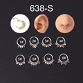 Detailed catalog of stainless steel daith rings and nose hoops with zircon accents - Silver