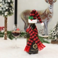 Christmas wine bottle cover set with red and black plaid scarf and holly berry hat ornament - Red and Black Plaid