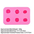 Moule en silicone rose à 6 cavités pour bougies et savons 3D, taille 11x7,2x2,3 cm - Style 3-17-556 / Rose