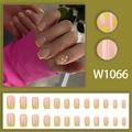 French avocado green press-on nails with yellow heart designs and square shape - W1066 (Glue Style)
