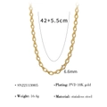 Close-up of 6.6mm PVD 18K gold-plated stainless steel chain with knot detail - Gold Oval Link (SN22113005)