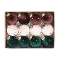 Set di 12 palline di Natale in velluto con stampe di stelle e lune in confezione - Marrone + Bianco Sporco + Verde Scuro