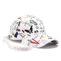 White baseball cap with colorful graffiti print and stylish long adjustable strap - White Butterfly