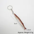 Lifelike 9cm dried fish keychain in gradient brown finish with metal ring accessory - Slim Salted Fish (Keychain)